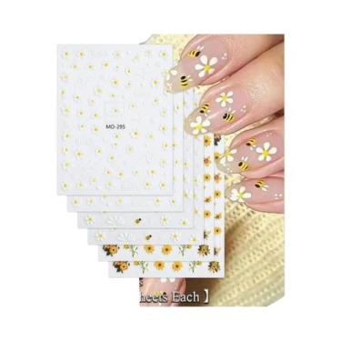 Imagem de Adesivos De Unha Daisy Bee 3/6 Folhas 5D Com Flores Em Relevo, Adesivo