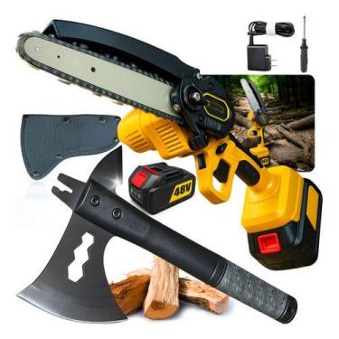 Imagem de Kit Motosserra Elétrica Portátil 6 Pol. Recarregavel 3000w Mini + Mach