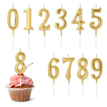 Imagem de Velas Numéricas De Aniversário,10 Peças para Supplies para Festa de Formatura - Velas Decorativas para Bolo | para Crianças Adolescentes Adultos Formatura Aposentadoria Casamento Reunião Familiar Fest
