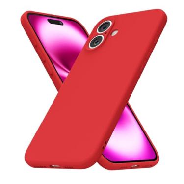 Imagem de uvcoat Capa de silicone para iPhone 16 Plus, capa fina de gel de borracha macia para mulheres e meninas, linda capa de telefone TPU fosco com proteção total da câmera, design simples minimalista