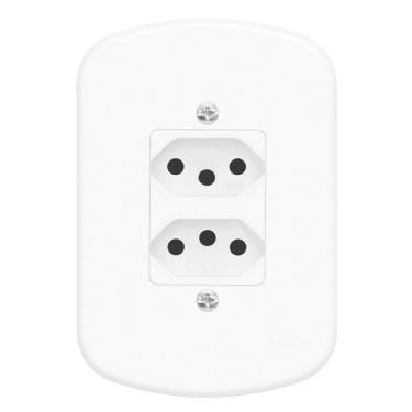 Imagem de Conjunto 2 Tomadas 2p+t 20a 250 Volts Distanciadas Blanc - 1354 - Fame 2 Tomadas 20a C-placa Blanc 1354 Fame
