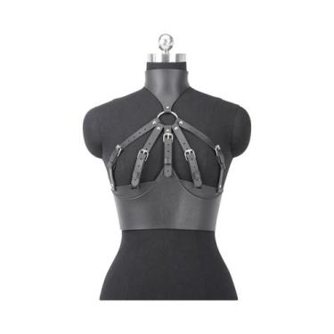 Imagem de Cinto Corset Feminino Largo De Couro, Arnês Corporal De Cintura a Ombr