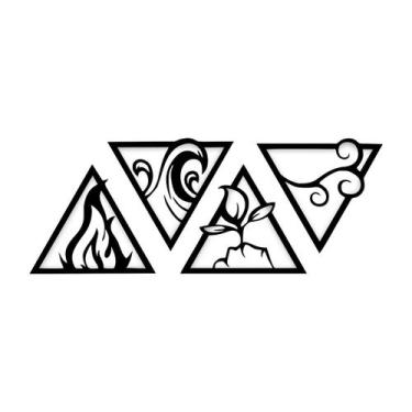 Imagem de 4 quadros terra fogo agua ar alto relevo decorativo 20x70 - Decoraset