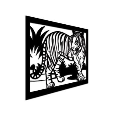 Imagem de Quadro Leao Em Alto Relevo Mdf Branco Paisagem 32X43 - JABB