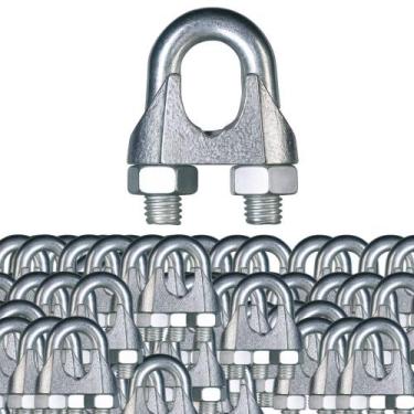 Imagem de Kit 100 grampos clips para cabo de aço 1/4 - DIVERSAS