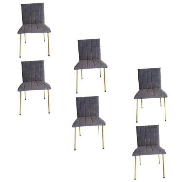 Imagem de Kit 6 Cadeiras Gael Para Sala Mesa de Jantar Moderna com Base de Ferro
