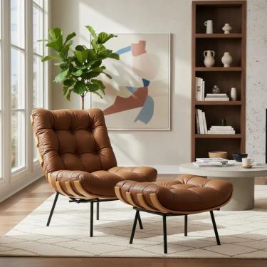 Imagem de Poltrona Com Puff Corino Caramelo- Somar Móveis