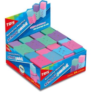 Imagem de Borracha Colorida Tris School Pastel Sortidas Display Com 24 - Summit