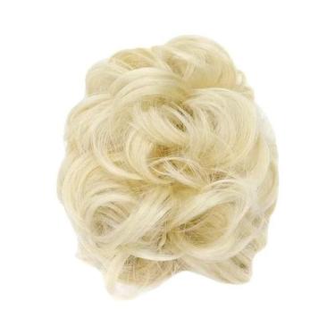 Imagem de Coque Sintético Preto Loiro Curto Cacheado Ondulado Desgrenhado Com Pr