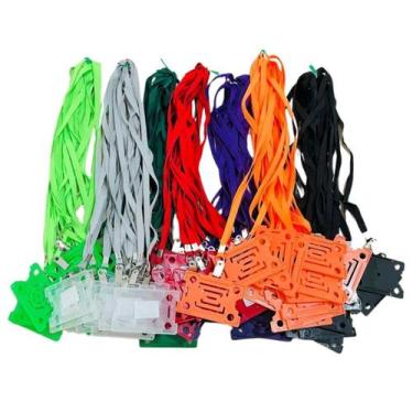 Imagem de Kit 36 porta crachá Horizontal Vertical Com Cordão Rígido Atacado - No