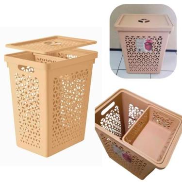 Imagem de Cesto de Roupas Multiuso 55L + Cesto Interno 6L com Tampa Capuccino Uz