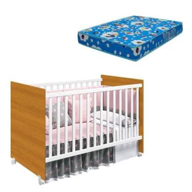 Imagem de Berço Americano Tico Branco Savana Com Colchão Ortobom - Reller - RELL