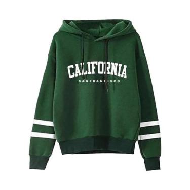 Imagem de Conjunto De Moletom Casual Feminino Com Listras, Blusa Com Capuz E Cal