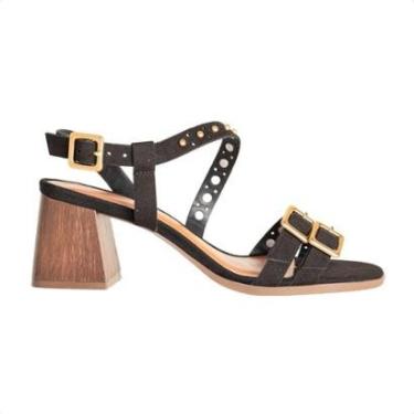 Imagem de Sandália Dm Camurça Salto Bloco Tachas-Feminino