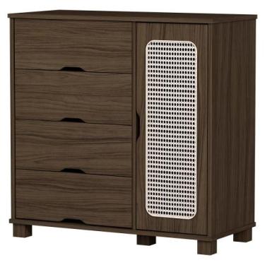 Imagem de Comoda 4 Gavetas 1 Porta MDF 81 cm Clara Decmade - Milani Store, Choco