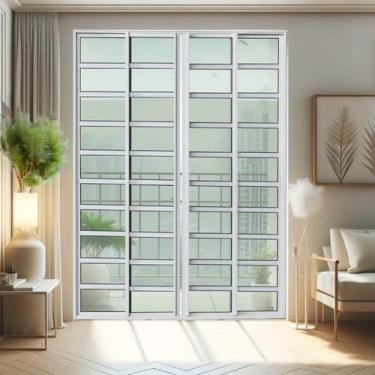 Imagem de Porta de Correr com Travessas 4 Folhas Moveis 210 X 200 Elite com Fech
