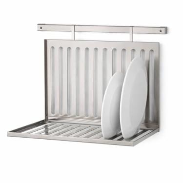 Imagem de Escorredor de Louça Dobrável de Parede em Aço Inox com Barra 40cm – Suspenso, Compacto e Resistente