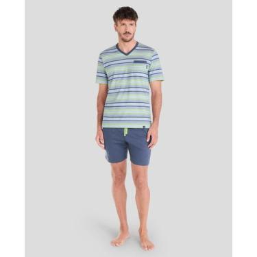 Imagem de Pijama Feminino Listrado Macio Verde Lohe, Verde, M