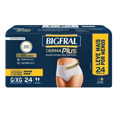 Imagem de Roupa Íntima Descartável Bigfral Derma Plus Unissex G/XG 24 Unidades