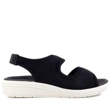 Imagem de Sandalia Usaflex Salto Anabela Elastano Preto Detalhe Costura-Feminino