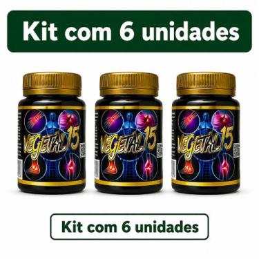 Imagem de Kit 6 Frascos de Vegetal 15 com 90 Cápsulas Veganas Sem Sabor - no-bra