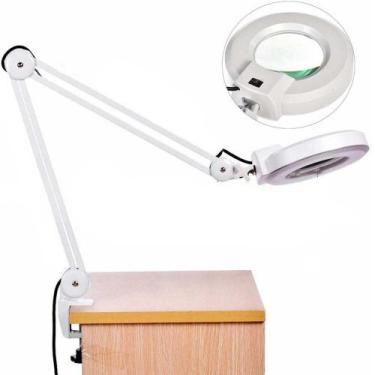 Imagem de Lupa Estetica Luminaria De Led Retratil Articulavel Para Mesa Giratori