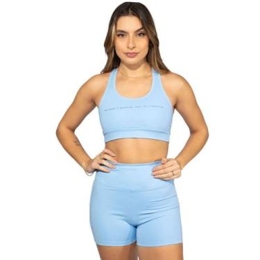 Imagem de Kit Top Feminino + Shorts Academia com Elastano Zero Transparencia Fit