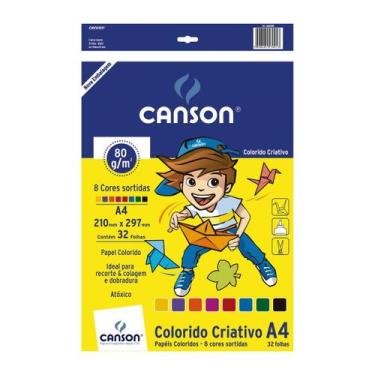Imagem de Bloco Papel Canson Criativo Colorido 08 Cores 32 Folhas A4 80g