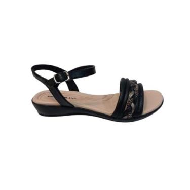 Imagem de Sandália piccadilly salto baixo ref: 500377 feminino, Preto, Pewter, F