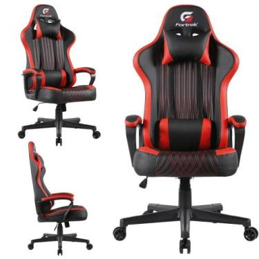 Imagem de Cadeira Gamer Giratória Elevação Black Preto VICKERS Fortrek Material 
