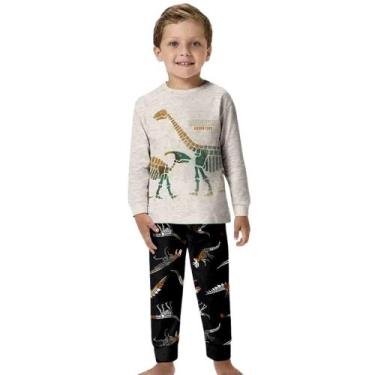 Imagem de Pijama Menino Kyly com Repelência Blusa com Estampa Dinossauro Mescla 