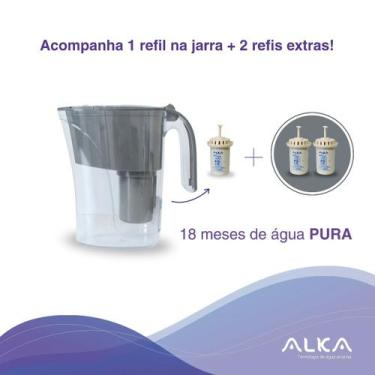 Imagem de Jarra Purificadora de Água Alcalina Alka com 2 Refis extra, Cinza