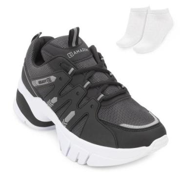 Imagem de Tênis Chunky Sneakers Ramarim e Meia RM25-25801, 37, Preto, Branco