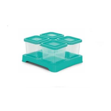 Imagem de Porta Tempero 4 Potinhos Condimento Quadrado Transparente - 200 ml - E