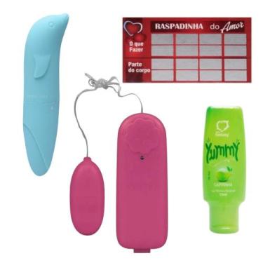 Imagem de Kit 10 Sex Shop Vibrador Golfinho e Bullet + Gel Yummy + Raspadinha - 