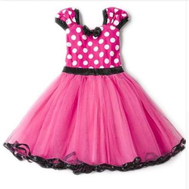 Imagem de Vestido Infantil Fantasia Halloween Carnaval de Minnie Rosa e Vermelho