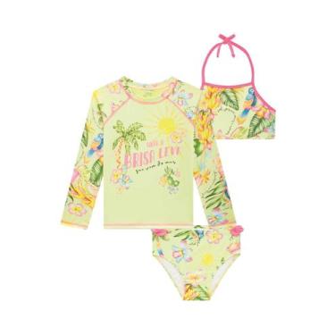Imagem de Biquini Infantil Infanti Com Camiseta Malha Dry UV Papilloo, 4 anos