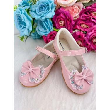 Imagem de Sapatilha Flor Di Mila Baby Rosa com Lacinho e Strass, 19