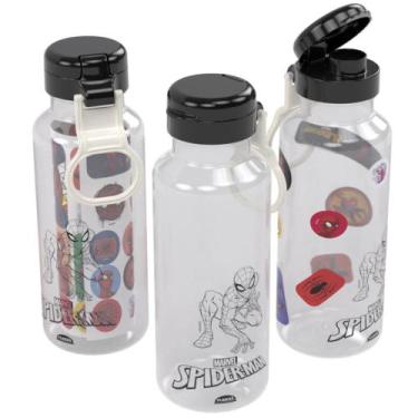 Imagem de Garrafa infantil Fun Homem Aranha com adesivos 600ml Plasutil ref. 166