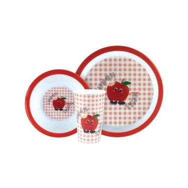 Imagem de Kit alimentacao 3 pecas vermelho/maca - pimpolho