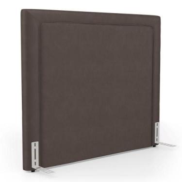 Imagem de Cabeceira Cama Box King Size Alba 195cm Com Frame Veludo Marrom - Abma