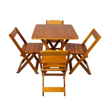 Imagem de Kit Mesa Dobrável 70x70 4 Lugares Tampo em MDF com 4 Cadeiras Imbuia Loja Doce Lar