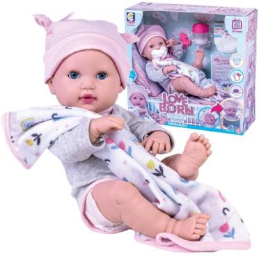 Imagem de Bebê Reborn Boneca Realista Abre Fecha os Olhos C/Acessórios - Cotiplá