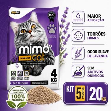 Imagem de Kit 5 areia granulado sanitário mimocat lavanda 20kg