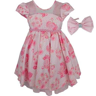 Imagem de Vestido Infantil de Luxo Floral Brilhante Para Festa Com Tiara XG 15-16