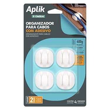 Imagem de Ordene - Organizador para Cabos Emborrachado Duplo com Adesivo, Cor Branca, Linha Aplik