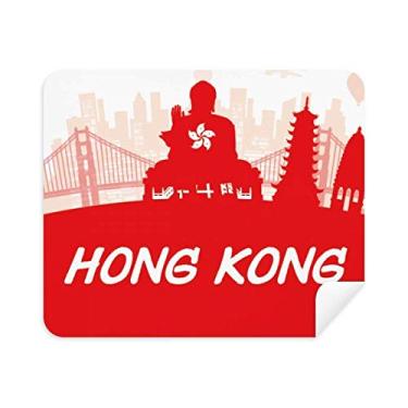 Imagem de Red Outline China Hongkong Pano de limpeza Limpador de tela 2 peças Tecido de camurça
