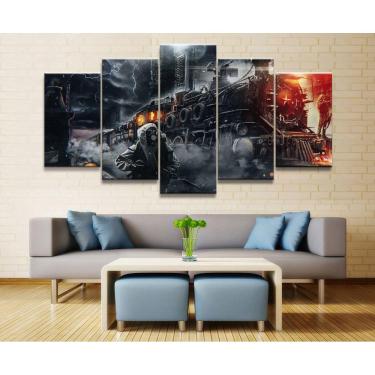 Imagem de Quadro Decorativos Jogos de Guerra com 5 peças 130x65 4