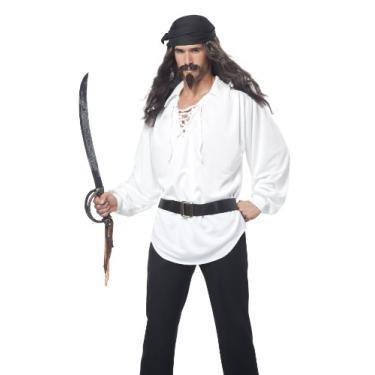 Imagem de California Costumes Peruca masculina pirata no bigode e queixo, Preto/cinza, Tamanho Único