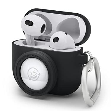 Imagem de elago Capa Snapshot compatível com AirPod com suporte para AirTag (AirPods 3) – Design bonito de câmera com chaveiro, silicone durável, suporta carregamento sem fio – Dispositivo de rastreamento não